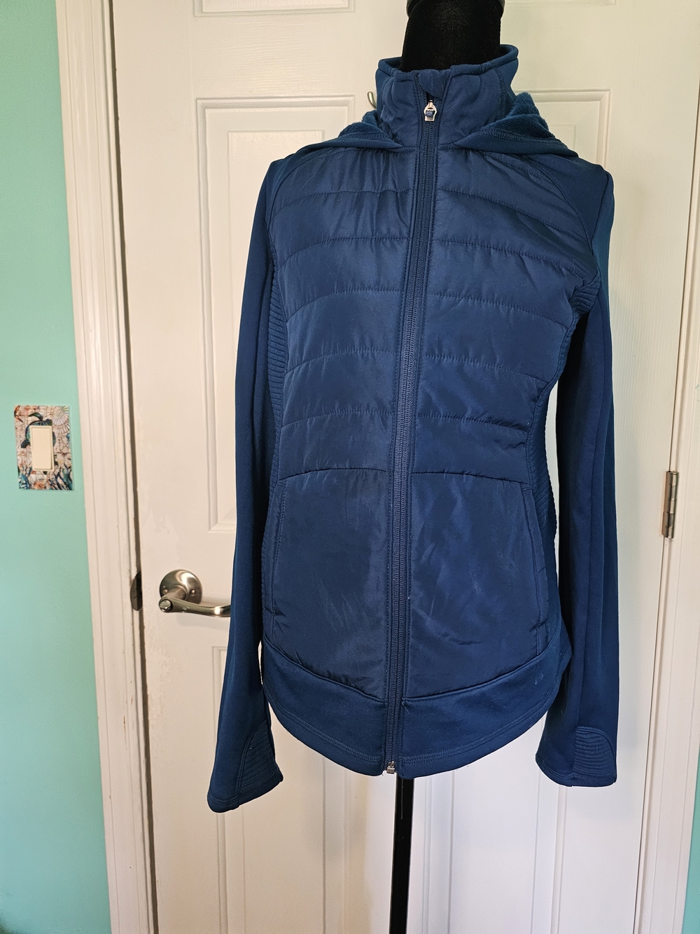 Tek Gear Blue Fleece Lined Puffer Jacket with Hood Women's Size M